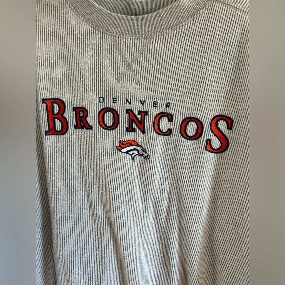 Vintage NFL Denver Broncos Ribbed Knit Crewneck Sweatshirt Mens XL/2XL - Picture 2 of 9